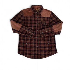 Jeep Men's Plaid Long Sleeve Flannel Insulated with Brown Accents